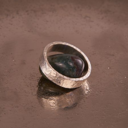 Sterling Silber Ring mit Hammerschlagstruktur